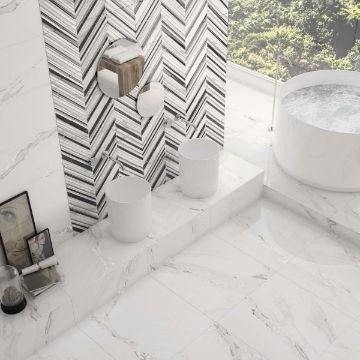 Show details for Selecta Carrara White Semi-Polished Tile 75x75 cm Picture of Selecta Carrara White Semi-Polished Tile 75x75 cm