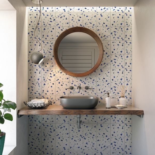 Picture of Confetti Blue Terrazzo Look Tile 19.7x19.7 cm